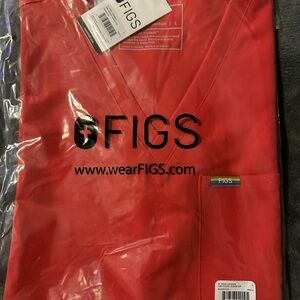 Figs Catarina Scrub Top, Large, Hibiscus Pride